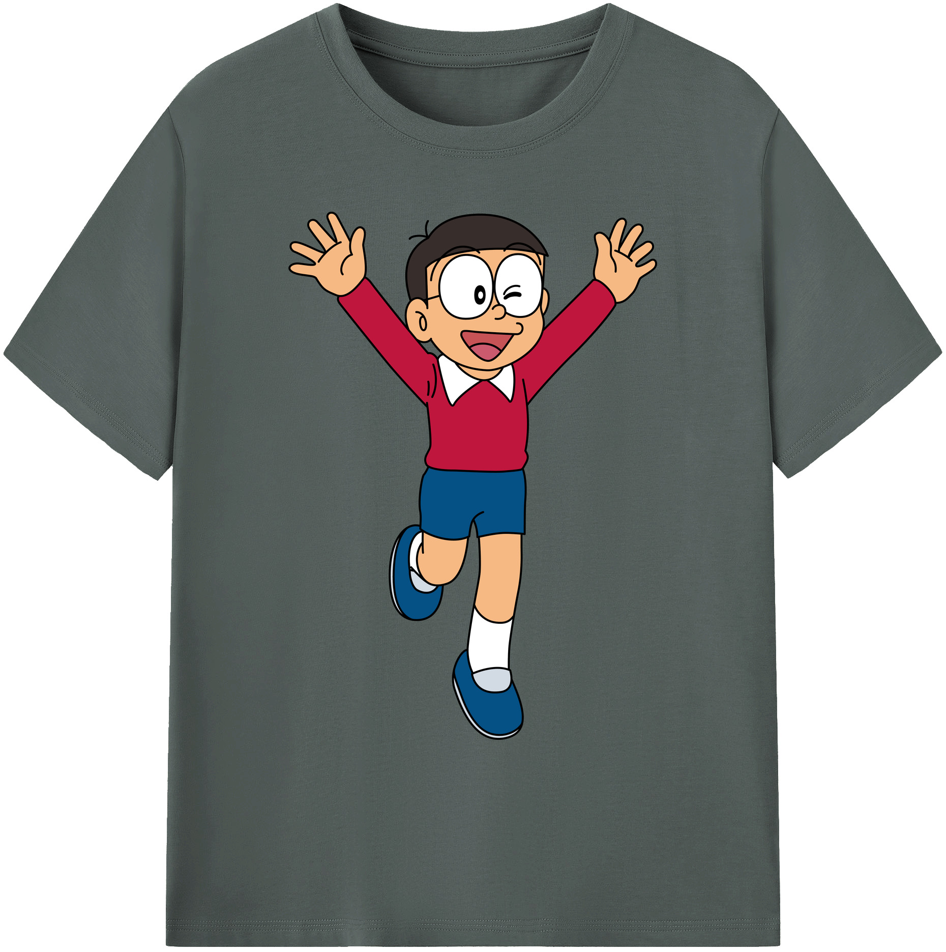 （画像用） ドラえもん 野比 のび太 Doraemon Nobita Nobi 綿100％ メンズ半袖Tシャツ｜肌触りやわらか＆通気性